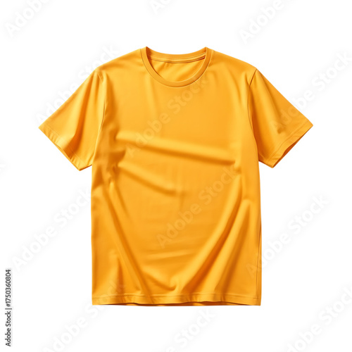 Plain yellow t shirt isolated on transparent background