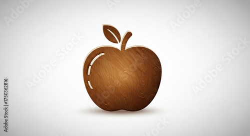 Wooden apple icon, representing healthy eating, nutrition, and natural food choices for a balanced diet
