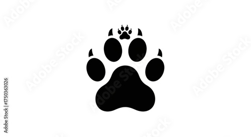 Black silhouette of a paw print with claws, a simple and elegant design for animal lovers