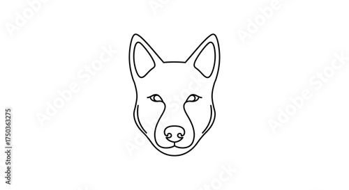 Dog head, a simple line drawing of a canine, a pet animal, a domestic mammal