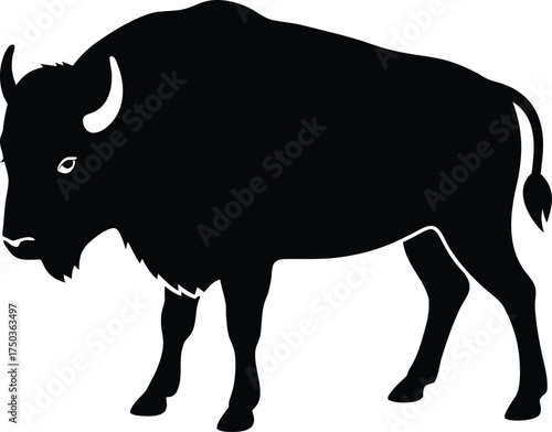Bison silhouette vector art illustration