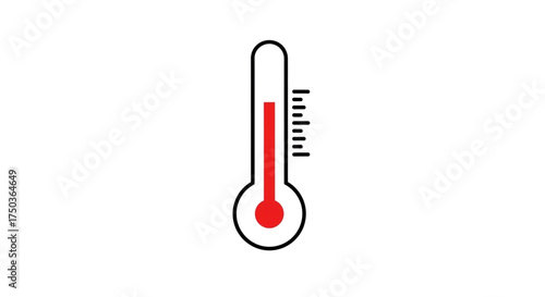 A simple thermometer graphic indicating a temperature with a red liquid column