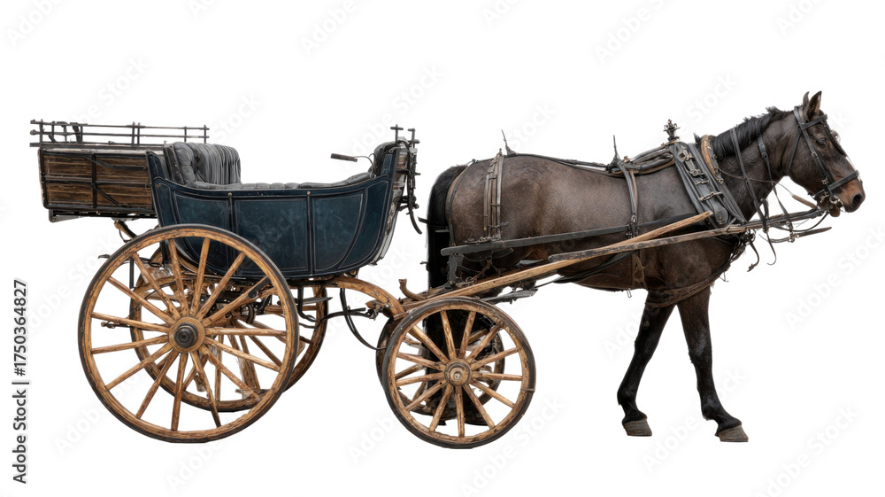 Naklejka premium a horse carriage set isolated on white background