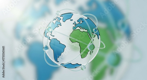 Globe with network connection lines around it, representing global communication and international collaboration