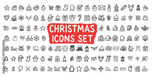 Christmas Icons Bundle – Festive Holiday Doodles for Seasonal Designs, Decorations, and Winter Celebrations