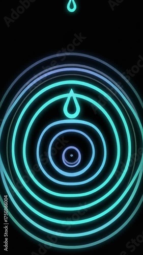 Multiple Neon Ripple Waves Abstract Vertical Looping Background
