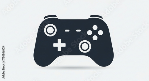 Black game controller icon is a simple and modern design for gaming and technology concepts