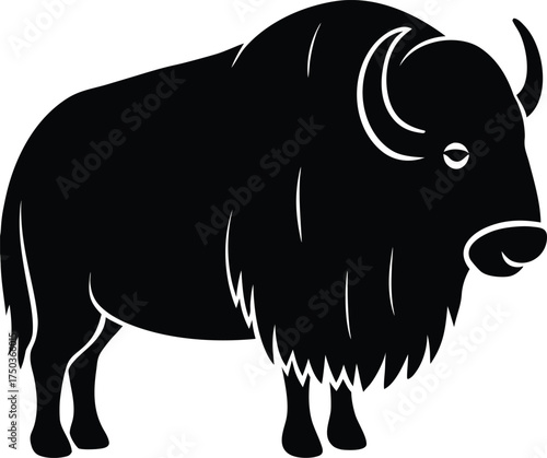 Musk ox silhouette vector art illustration