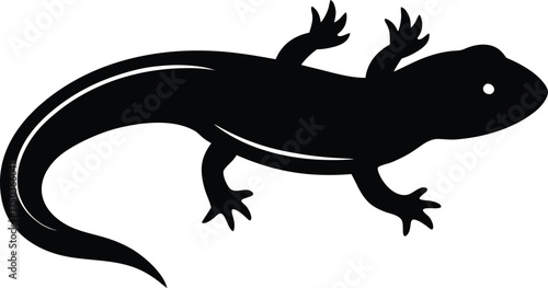 Newt silhouette vector art illustration