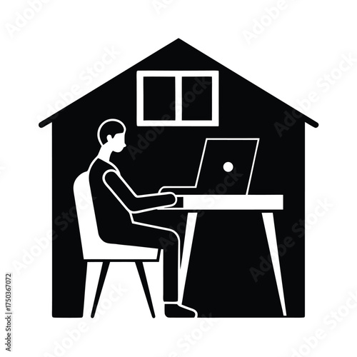 Freelance Developer Coding Project For International Client Vector Silhouette On White Background  