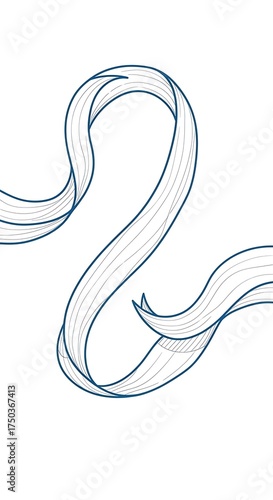 Elegant Ribbon Swirl - A Delicate Line Art Illustration.