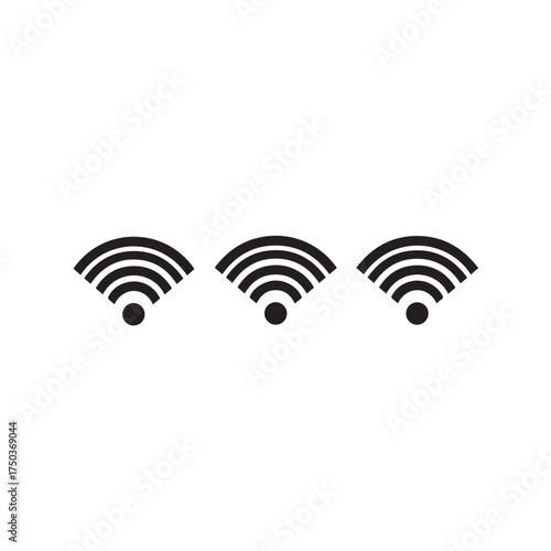Three black wifi signal icons arranged horizontally on a white background