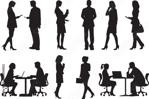 Professional business people silhouettes for presentation