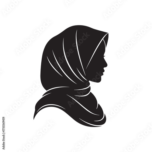 Elegant silhouette of a woman wearing a traditional islamic headscarf