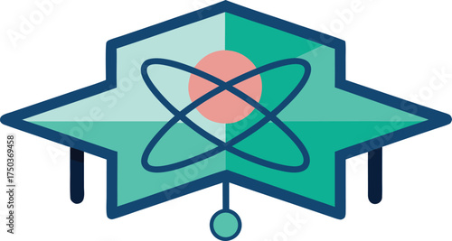 Abstract geometric atom symbol with science and technology concept