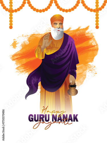 Vector illustration of sikh festival happy gurpurab background