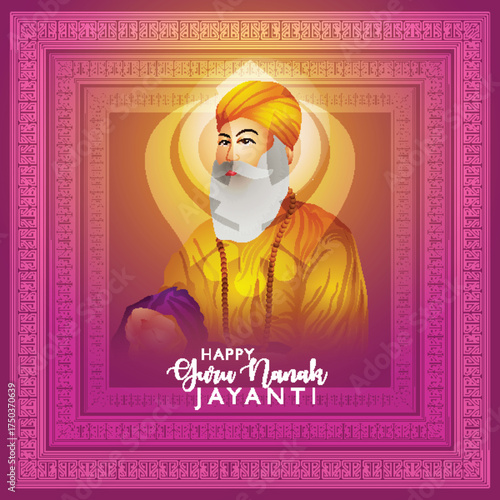 Vector illustration of happy guru nanak jayanti vector illustration