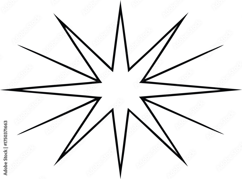 Fototapeta premium Simple outline of a starburst or sparkle shape
