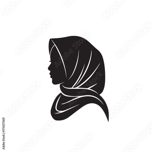 Elegant silhouette of a woman wearing a traditional islamic hijab