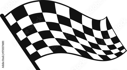 Waving checkered flag symbol for racing and victory