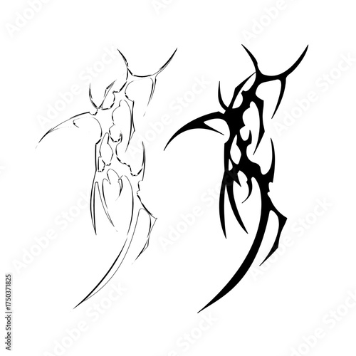 Neo Tribal Y2K Tattoo Sigilism Vector Icon