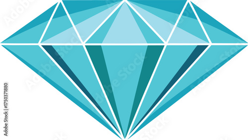 Sparkling blue diamond gemstone illustration with facets