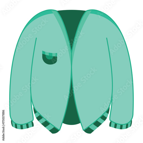 Green casual jacket with striped cuffs and chest pocket detail, perfect for fashion mockups, online store assets, streetwear branding, or digital styling.