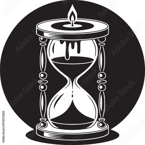 Dramatic hourglass with melting candle symbolizes deadline pressure and fleeting time concepts