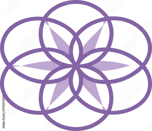 Sacred geometry seed of life symbol in purple and white