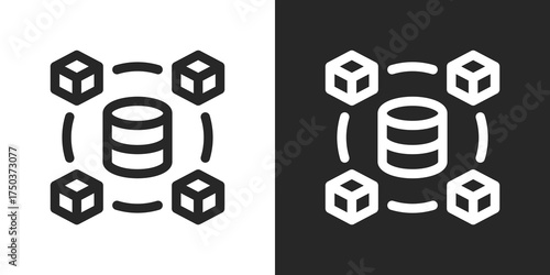 Big Data Icon Set in Black and White Outline Style