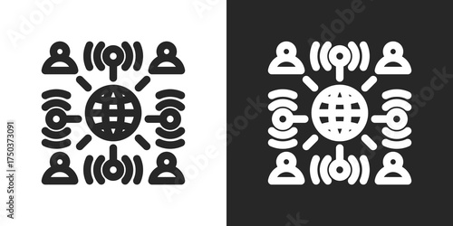 Connectivity Icon Set in Black and White Outline Style