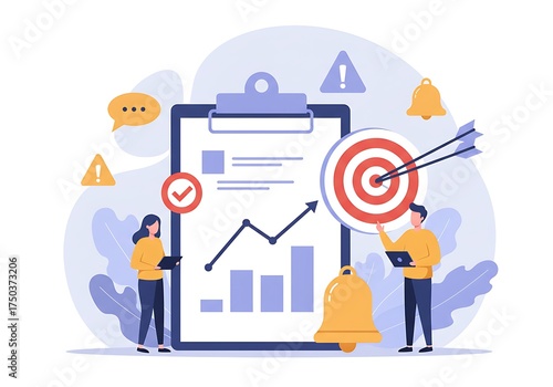 Business strategy and goal achievement with data analysis and planning