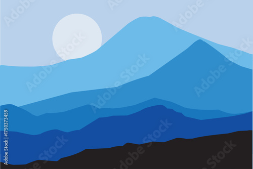 A captivating and serene blue mountain landscape.