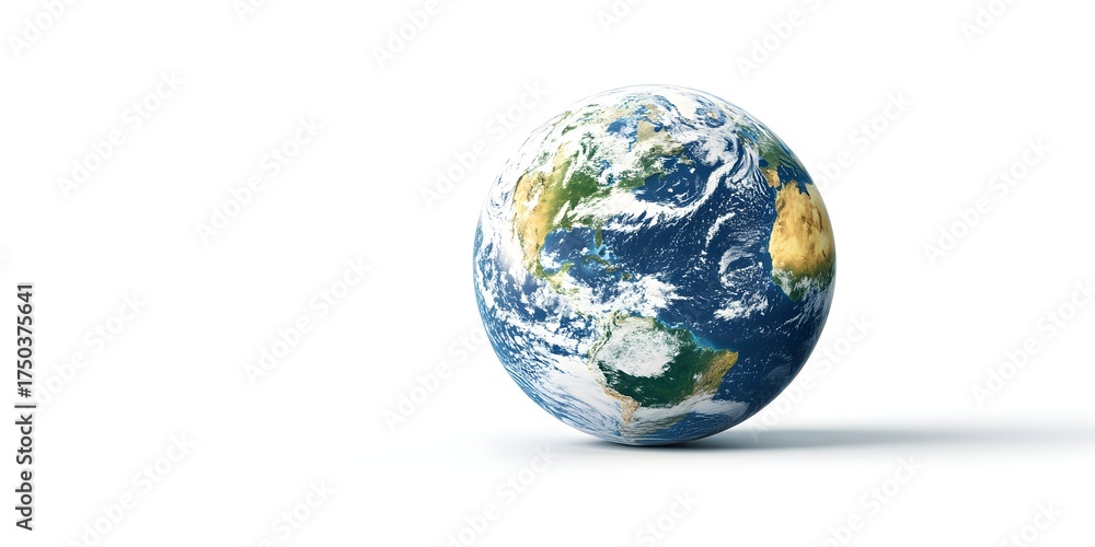 Fototapeta premium Spinning Earth on a white background.