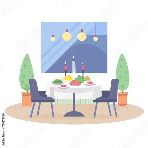 vector illustration of a dining room