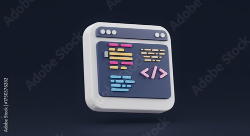 Learn coding with this fun and colorful program window, ideal for tutorials, software development promotions, and digital marketing for web design and app creation