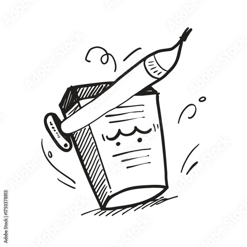 A Pen Refusing To Write On Monday Morning Funny Stationery Vector Flat Art  