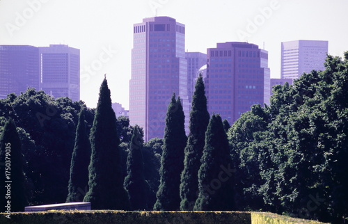 Melbourne cityscape with skyscrapers and luxury hotels in Australia during 1990s