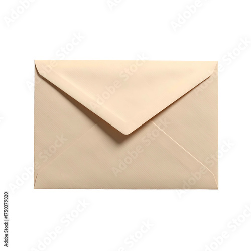 A closed, pale beige envelope rests against a black background, showing its folded flap