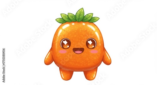 Cute orange cartoon character with leaves on its head