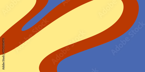 Curved Ribbon Abstract Lines Vector Background. Clean, minimalist abstract vector background with smooth, thick curved lines or ribbons separating the color fields.