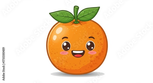 Cute orange fruit cartoon character on white background