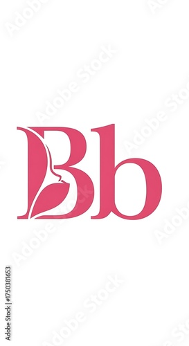 Elegant Beauty Brand Logo Design with Pink Lettering and Leaf Accent.