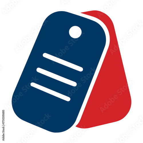 Vector a pair of tags one blue with lines and one red overlapping each other slightly