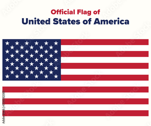 Vector illustration of the flag of the United States of America. Standard color official. Simple, flat design perfect for educational materials, presentations, websites, apps, and patriotic designs.