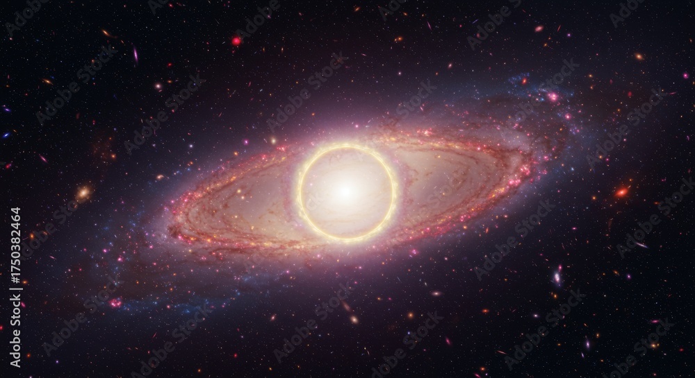 Fototapeta premium Majestic spiral galaxy with central glowing light