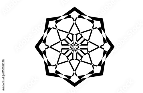 Black and white geometric web mandala, abstract optical illusion vector, intricate concentric lines, modern minimalist pattern for wall art, decor, backgrounds, branding, meditation, prints, textiles