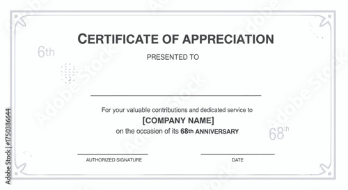 Tableau sur toile Certificate of Appreciation for Dedicated Service at Company Anniversary Event
