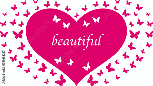 Celebrate love with this vibrant pink heart and butterfly design, perfect for Valentine's Day cards and romantic social media posts spreading beauty and joy