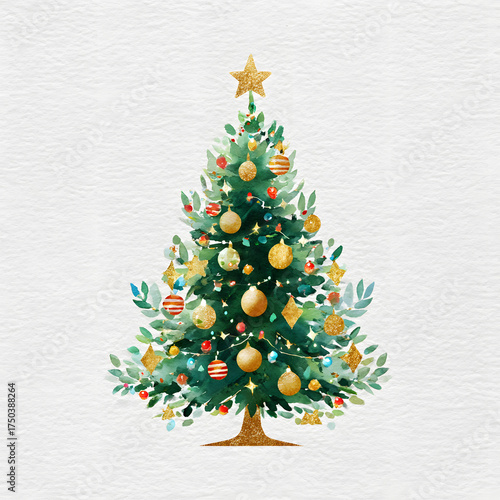 Festive Watercolor Christmas Tree